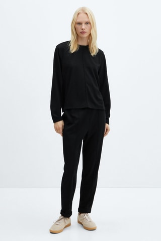 Sweat-shirt coutures décoratives - Noir