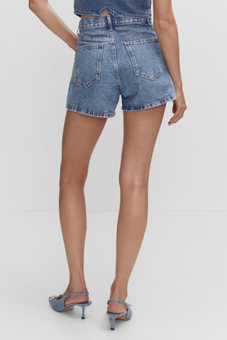 Short en jean taille haute - Bleu