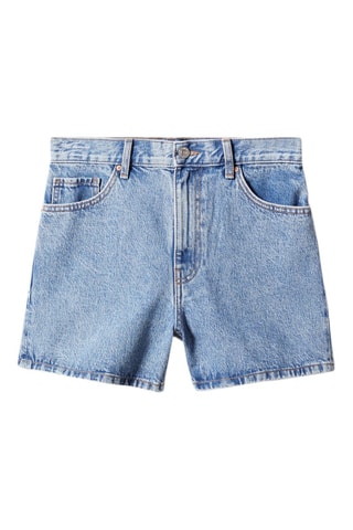 Short en jean taille haute - Bleu