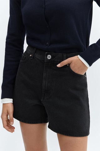 Short jean taille haute - Noir