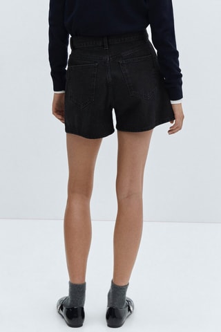 Short jean taille haute - Noir