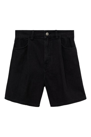 Short en jean droit - Noir