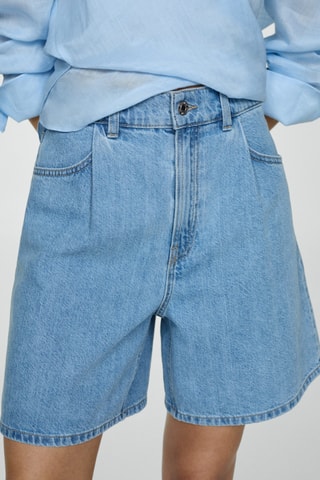 Short en jean pinces - Bleu