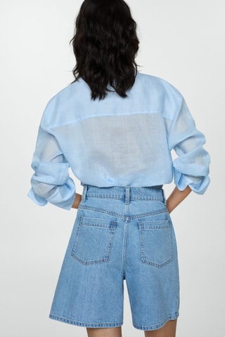 Short en jean pinces - Bleu