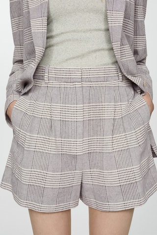 Short pinces imprimé carreaux - Gris