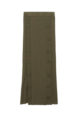 Jupe maille boutons - Kaki