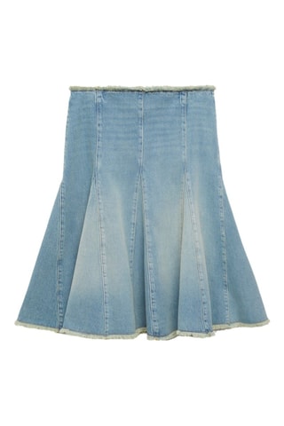 Jupe en jean bords effilochés - Bleu