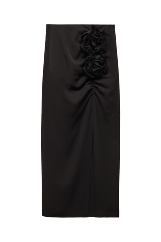 Jupe ouverte ornement fleurs - Noir