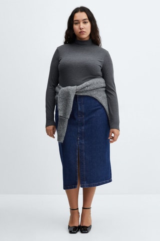 Jupe midi en jean - Bleu marine