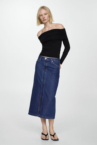 Jupe midi en jean - Bleu marine