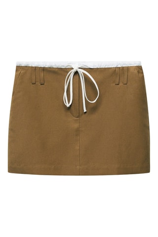 Minijupe taille contrastante - Kaki