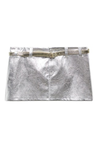 Minijupe métallisée ceinture - Argenté