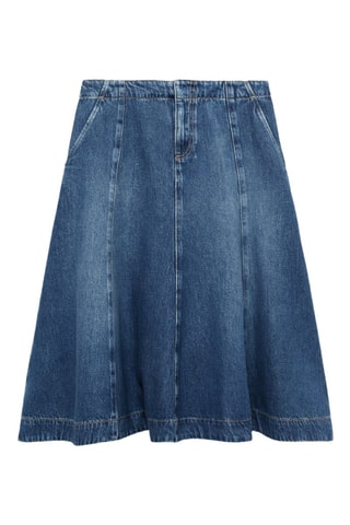 Jupe denim coutures contrastantes - Bleu marine