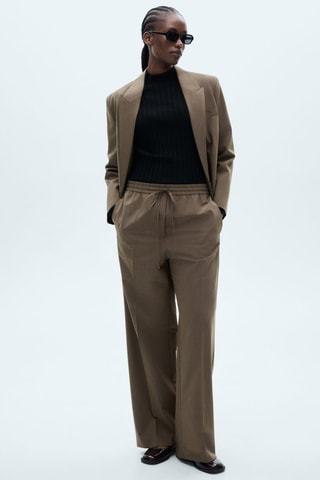 Blazer costume micro pied-de-poule - Marron