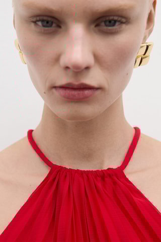 Robe plissée ceinture - Rouge