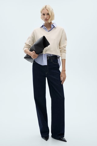 Pull-over chemise combiné - Écru