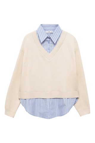 Pull-over chemise combiné - Écru
