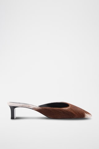 Chaussures talon ouvertes à l'arrière cuir - Marron