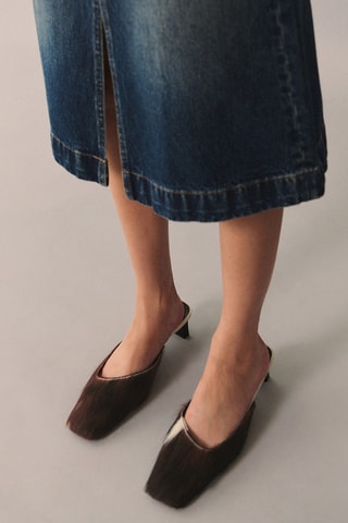 Chaussures talon ouvertes à l'arrière cuir - Marron