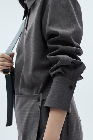 Robe chemise rayures tennis - Gris