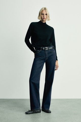 Jean droit taille haute - Bleu