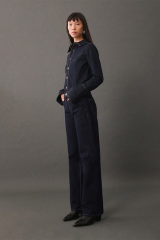 Jean droit taille haute - Bleu