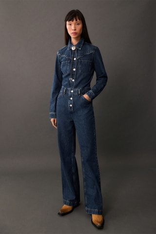 Combi-pantalon en jean - Bleu marine