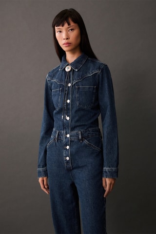 Combi-pantalon en jean - Bleu marine