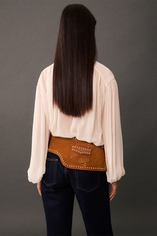 Blouse lavallière manches bouffantes - Blanc cassé