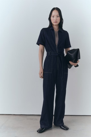 Combinaison en jean rinse wash - Bleu