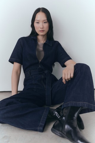 Combinaison en jean rinse wash - Bleu