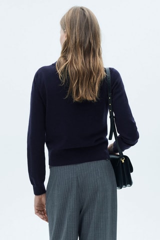 Pull-over droit col rond - Bleu marine