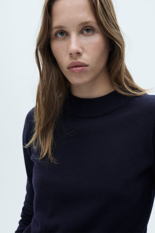 Pull-over droit col rond - Bleu marine