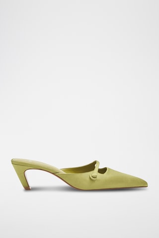 Mules à talons en satin - Vert