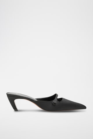 Mules à talons en satin - Noir