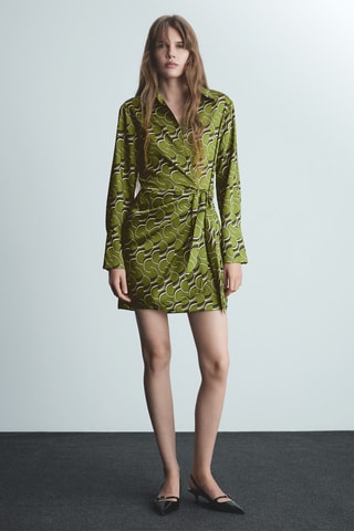 Robe satinée imprimée - Vert