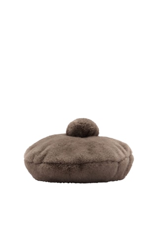 Béret fausse fourrure pompon - Marron