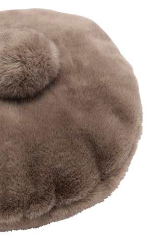Béret fausse fourrure pompon - Marron