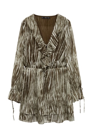 Robe courte imprimée volants - Vert