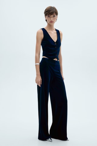 Pantalon wideleg velours - Bleu nuit