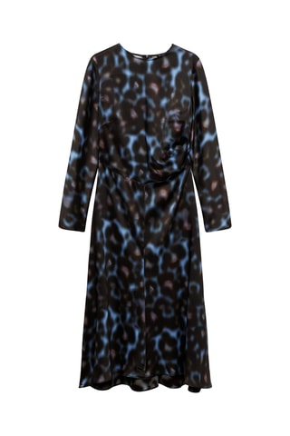 Robe satinée drapée imprimée - Bleu