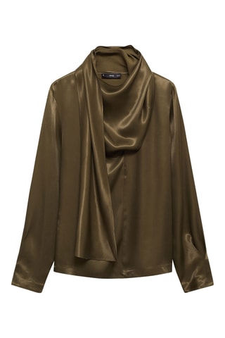Blouse satinée noeud - Kaki