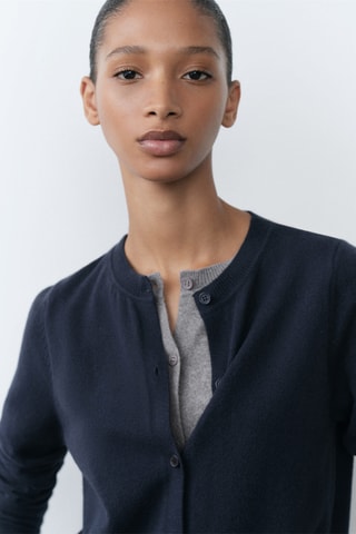 Cardigan combiné boutons - Bleu