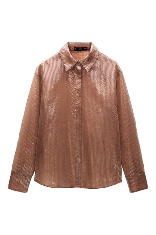 Chemise à sequins semi-transparente - Marron