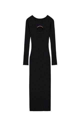 Robe maille détail métallique - Noir