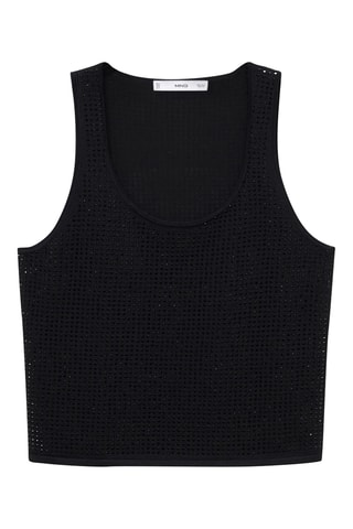 Top maille détail strass - Noir