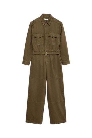 Combinaison denim ceinture - Kaki