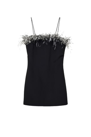 Robe bustier détail plumes - Noir