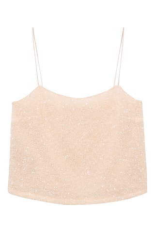 Top sequins fines bretelles - Nude