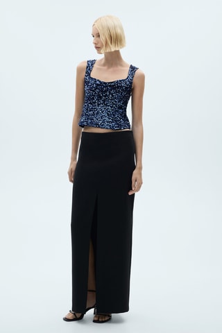 Top bretelles à sequins - Bleu marine